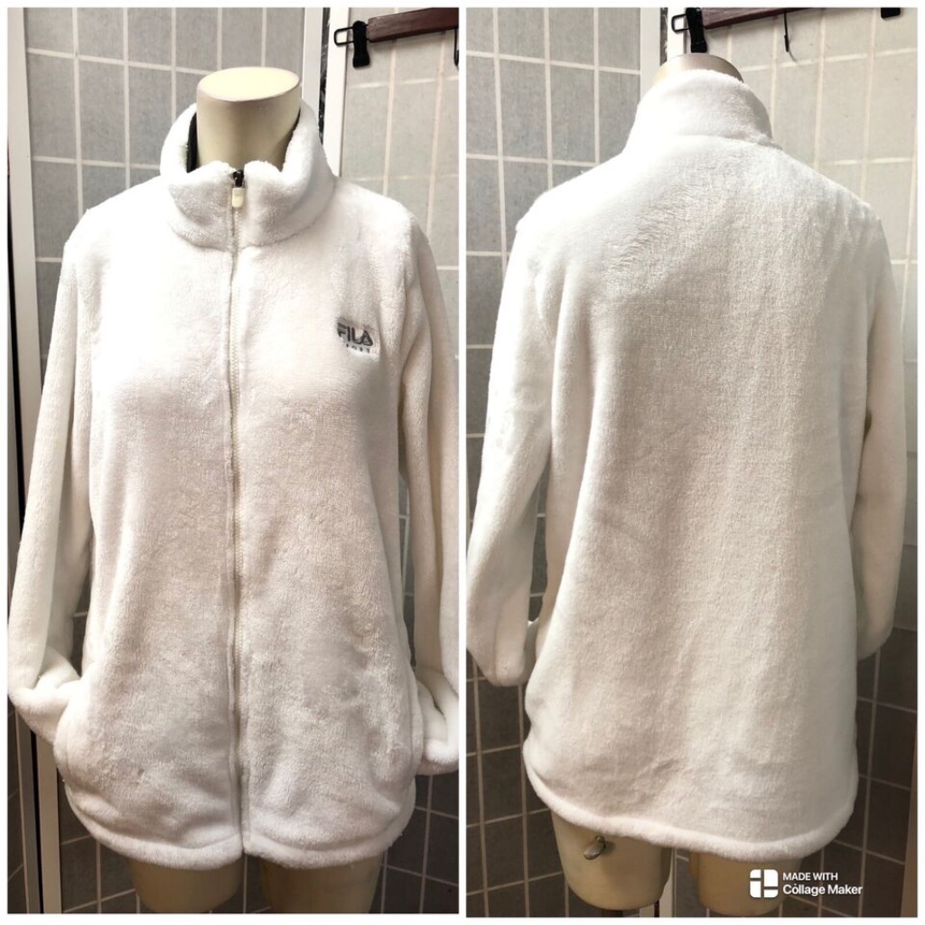 Fila, Women, Jacket Sports, White, Sz Xl,Faux Fur,Zipper,Long Sleeve,Long Neck.!